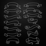 Set of white outline stroke ribbons