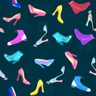 Seamless pattern with lady shoes