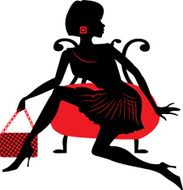 Silhouette of woman with a bag N2