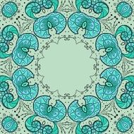 Round floral ornamental frame vector illustration N4