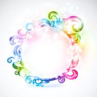Colorful round frame with swirls