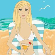 Girl on beach vector illustration