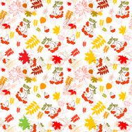 seamless leaf and rowanberrys pattern vector background N2