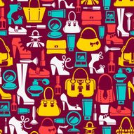 Seamless pattern with beauty female icons