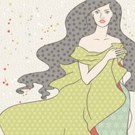 Fashion girl silhouette Beautiful woman in patterned clothing