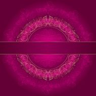 Gold frame with vintage floral elements on pink background