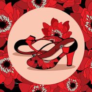 vector shoes with floral seamless pattern