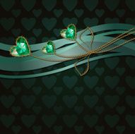 Beautiful three green diamond hearts