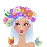 beautiful girl with flowers on her head N2