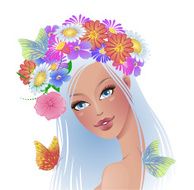 beautiful girl with flowers on her head N3