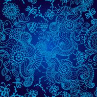 blue seamless pattern with flowers N2