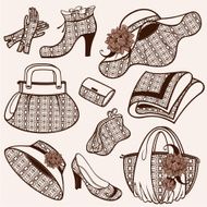 Set of beautiful woman vintage accessories