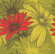 Seamless wallpaper with flowers blooming abstract hand-drawing Vector illustration