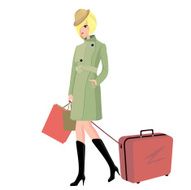 pretty woman is traveling and shopping