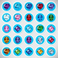 Set of 25 icons colored gemstones N4