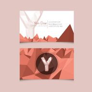 Low Poly Business Card Template with Alphabet Letter Y