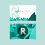 Low Poly Business Card Template with Alphabet Letter R