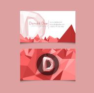 Low Poly Business Card Template with Alphabet Letter D