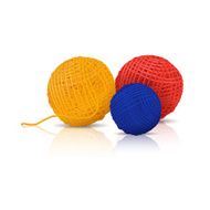 colored skeins of yarn for knitting with reflection