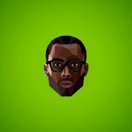 illustration with an african male face in polygonal style