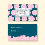 vector business card design template of pink flower