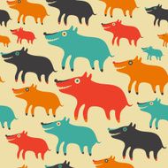 Seamless pattern with colorful dogs
