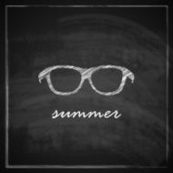 vintage illustration with sunglasses sign on blackboard background
