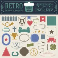 Retro design elements hipster style infographic color set 7