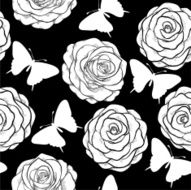 Beautiful seamless background with butterflies and roses