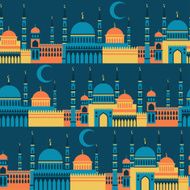 Islamic seamless pattern with mosques in flat design style