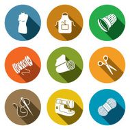 Sewing clothing manufacture icon collection