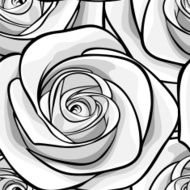 Beautiful monochrome black and white seamless background with roses