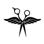Beauty salon logo with black scissors