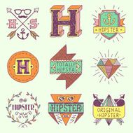 Vintage colorful hand drawn hipster labels set 1