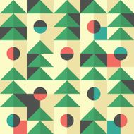 Retro seamless pattern with green triangles and semicircles