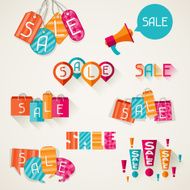 Shopping bags price labels in flat design style