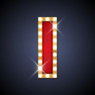 Letter I in shape of retro sing-board with lamps