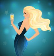 Elegance blond woman with champagne
