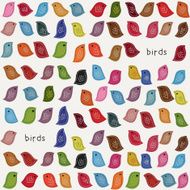 Seamless pattern with white bird on branch in Scandinavian style N3