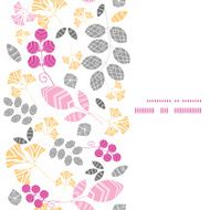 Vector abstract pink yellow and gray leaves vertical frame seamless