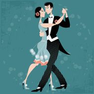 Couple dancing Art deco Retro tango Vector illustration