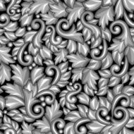 Seamless pattern with baroque ornamental floral silver elements N6