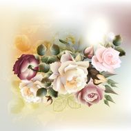 Fashion vector background with roses in vintage style N3
