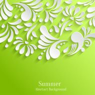 Abstract Summer Green Background with 3d Floral Pattern