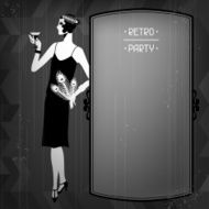 Retro party background with beautiful girl of 1920s style N6