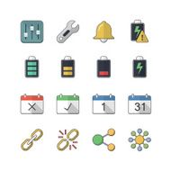 Flat color style Application &amp; Mobile icons set N2