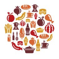 Food and Drinks Icons in Circle Shape N3