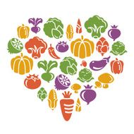 Vegetable Icons in Heart Shape N2