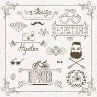 Vintage hipster hand drawn design elements set 1 Vector illustration N2