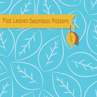 Single white leaves seamless pattern on blue background